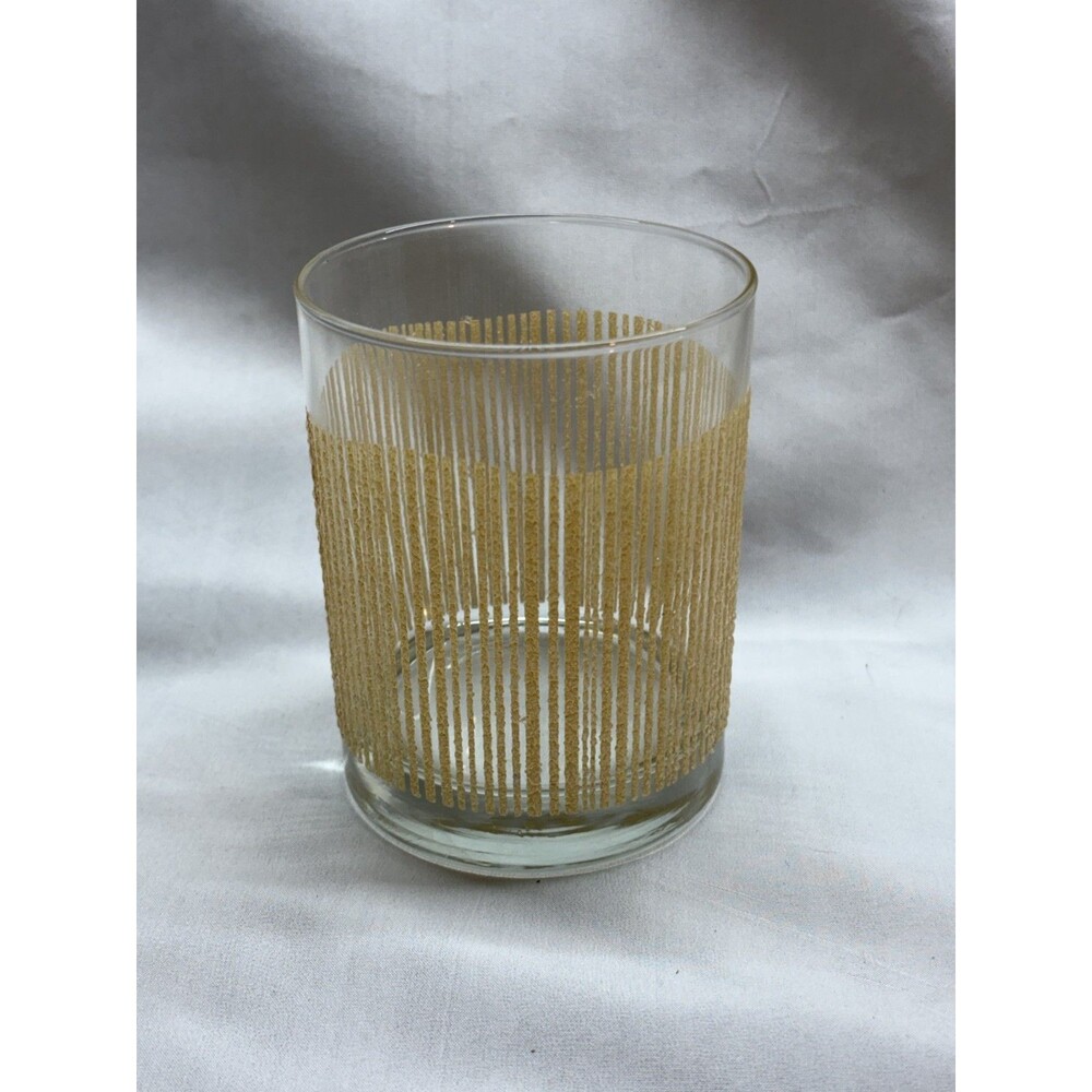 Vintage Georges Briard Gold Icicle Lowball Barware Glasses Textured Lot of 4 - Picture 9 of 10